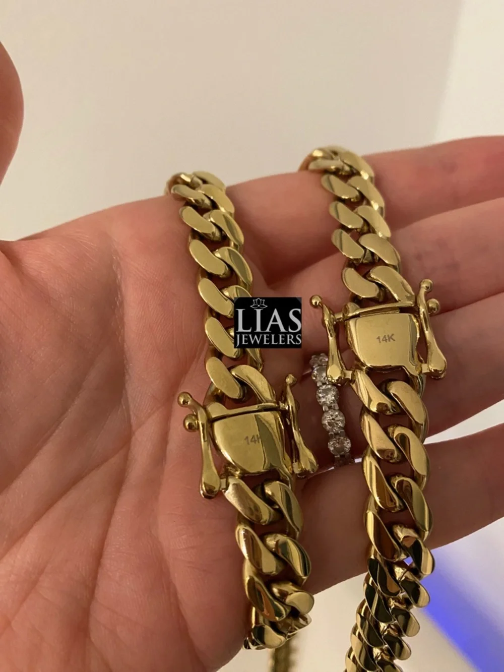 New 14k yellow gold filled Cuban link chain and bracelet set
